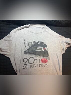 Vintage Train Graphic Tee - Light Gray